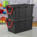 2PCS 40 Gallon Industrial Tote Plastic Storage Bins Wheeled Large Storage Box Set Green Black Blue Grey (Black)