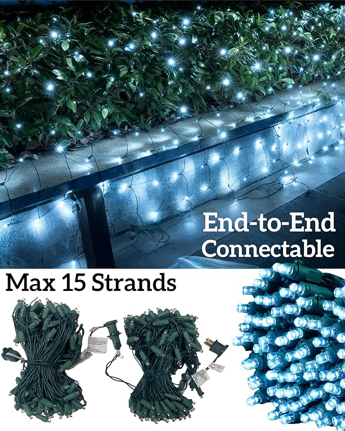 Led Christmas Net Lights for Bushes 132LED 6FT x 6FT Connectable UL Certified Net Lights for Bushes Tree Shrubs Xmas Trunk Green Wire Christmas Decorations