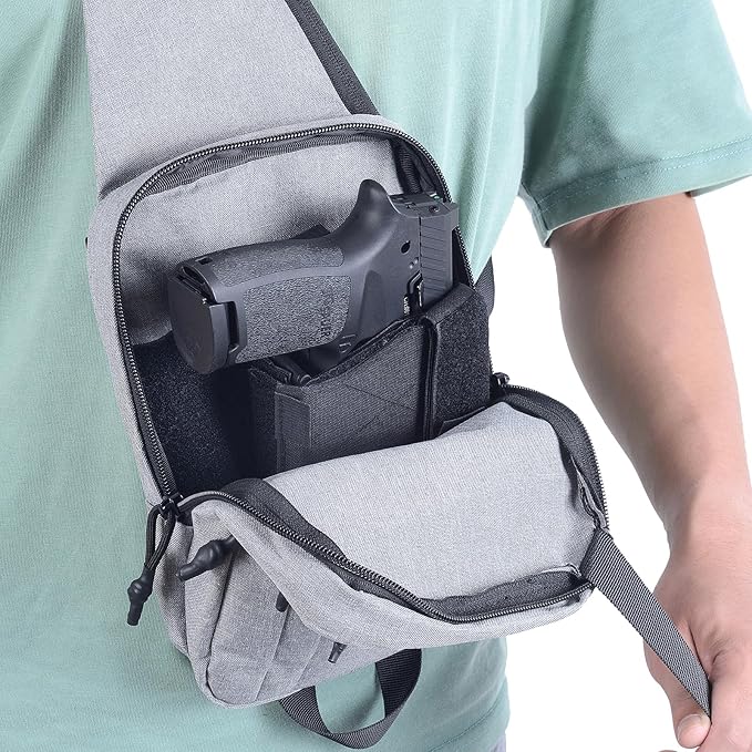 Tactical Sling Chest Bag Concealed Carry Bags with Gun Holder EDC Shoulder Crossbody Casual