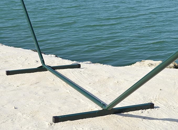 Island Oasis Caribbean Hammocks and Stand Set (Green Stand and Red Hammock)
