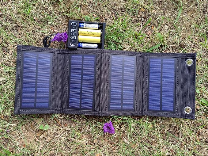 Solar Charger with 6 Watt Portable Solar Panel for 1.2V AA &amp AAA Ni-MH Ni-CD Rechargeable BatteriesWith 6 Watt Solar Panel and 4-Bay USB AA &amp AAA Charger