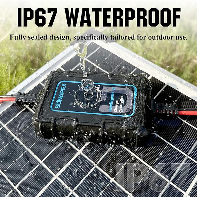 SUNAPEX 50W 12V Solar Battery Charger Maintainer Waterproof Solar Panel Trickle Charger with Controller for Car Motorcycle Boat Marine RV Trailer TractorTruck etc