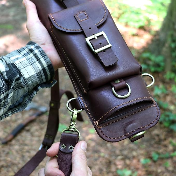 Shoulder Leather Case for Axe Handmade Leather Backpack for Axe Case Medium Big Axe Holder Axe Carry Case Bushcraft Bag for Axe Accessories Axe Harness