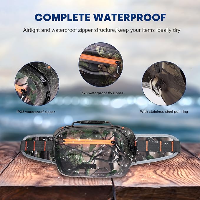 WILD HEART Airtight Waterproof Waist Bag Luya Bag 3D Dimension Shape Case 3.6L TPU Material for Outdoor Kayaking Rafting Boating Swimming Camping Hiking Beach Fishing (Army Green)