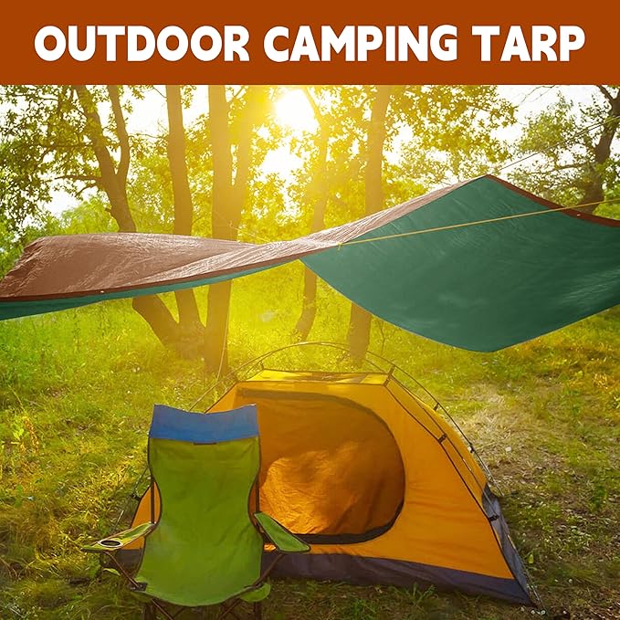 Tarp 15x30 ft 100% Waterproof 7mil Durable Grommets and Reinforced EdgesUv ResistantGreen/Brown TarpEmergency Rain ShelterOutdoor Cover and Camping Use -by MVPNET