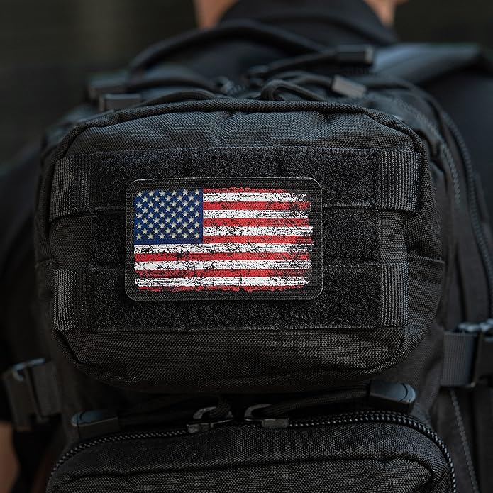 Tactical Carry Set: Shoulder Chest Pack Ace of Spades Patch Vintage USA Flag - Black Coyote/Black Standart Size