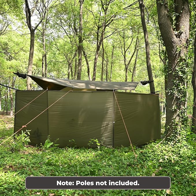 Onewind Camping Windbreak Versatile Wind Blocker Light Water Proof Silnylon Camping Windscreen Outdoor Windshield for Winter Hiking Beach Backpacking and Picnic 19.7*55 No Poles Included