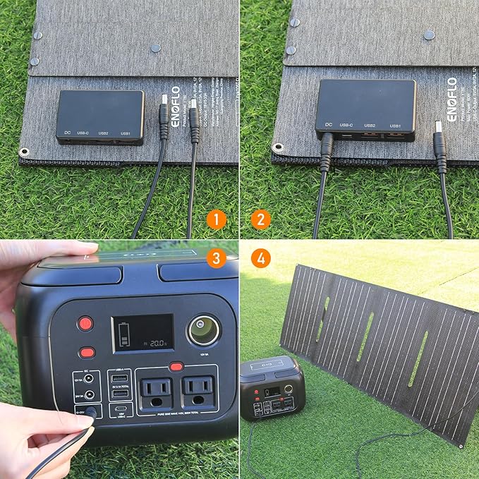 60W YT60 Solar Panel Charger Solar Battery High Efficiency Camping Waterproof IP68 Solar Panel with USB and DC Outputs for Portable Power StationPower Bank Phone Laptop