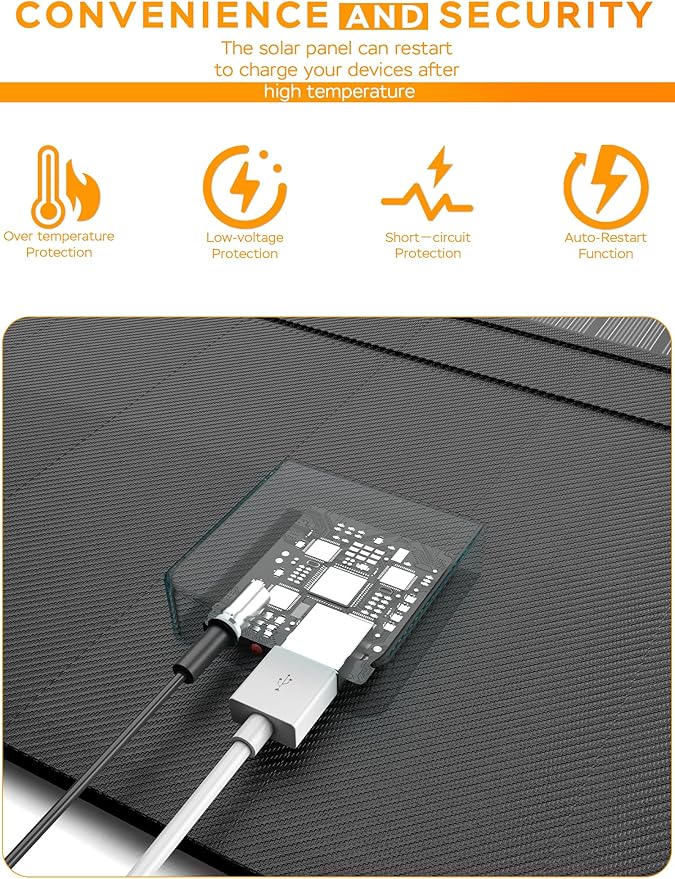 MARBERO 21W Portable Solar Panel Foldable Solar Panel Charger IP65 Waterproof Solar Panels 23% High Efficiency Fast Charger USB Ports &amp DC 18V Output for Camping Outdoor Travel Emergency Cloudy