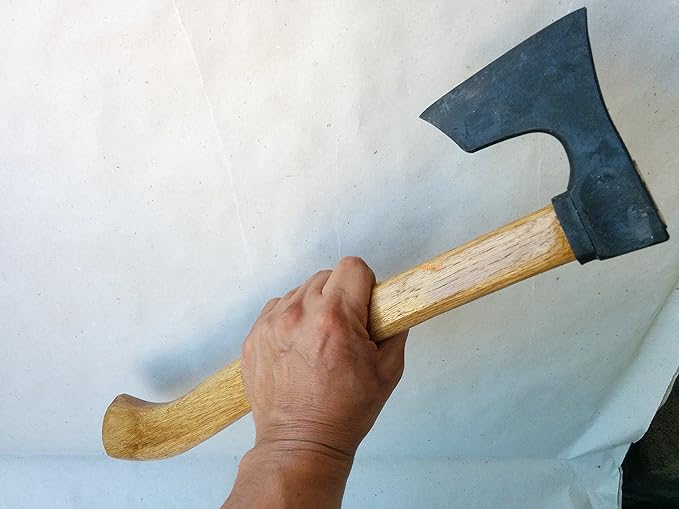 Viking Bearded Axe/Hatchet 14 inches 580 gr Black Alloy Steel Wood Handle Compact Size Great for Camping or Backpacking