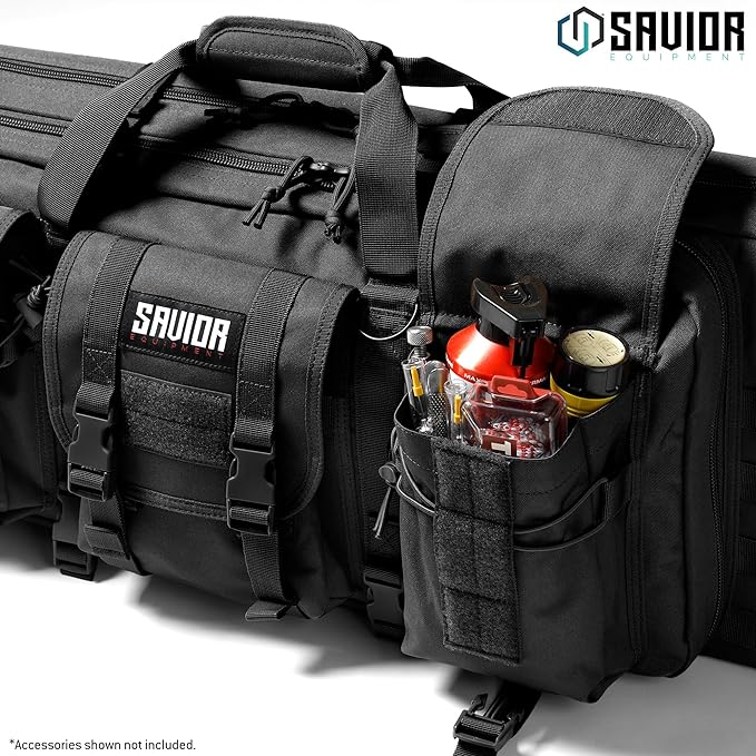 Savior Equipment American Classic Tactical Double Long Gun Bag Pistol Transportation Case w/Backpack Strap Lockable Compartment Available Length in 32 36 42 46 51 55