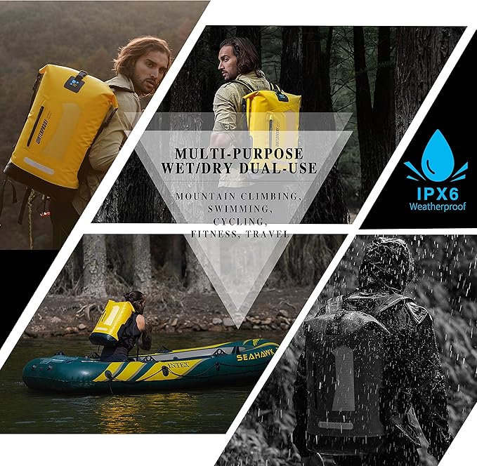 IDRYBAG Waterproof Backpack for Men 20L/30L/40L Floating Dry Bag Kayak Dry Backpack Hiking