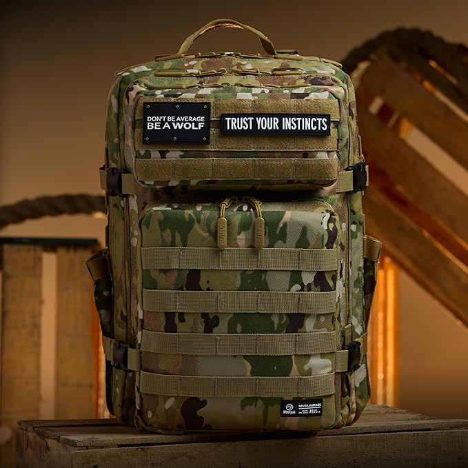 WOLFpak 45L Athletic Gym Backpack (OCP Camo) Durable 1000D Waterproof Oxford Material with MOLLE Webbing Laptop Pocket &amp Dual Cup Holders Durable Fitness/Travel/Military Daypack