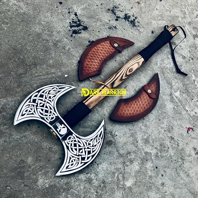 [Dark Warrior] 7.50 lbsHandmade Double Headed axe Berserker Axe Large Norse Axe Hand Forged Steel AxeDouble Blade Axe Forest Axes Hewing Axe Broad Axe Hunting Axe Dane Axe Viking Battle Axe