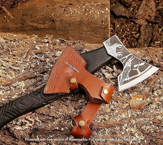 Glorius Craft Raven Crow Norse Mythology Viking Raven Skull Hatchet Firewood Cutting Axe Raven Viking Gifts Camping Hatchet Tomahawks Bearded Axe Valentines Day Gift for Him