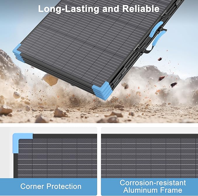 400W Bifacial Portable Solar Panel for Power Station 23.5% High Efficiency ETFE Foldable Solar Charger for Camping EssentialsIP68 Waterproof 3 Reinforced Kickstands for RV Off-Grid Blackouts