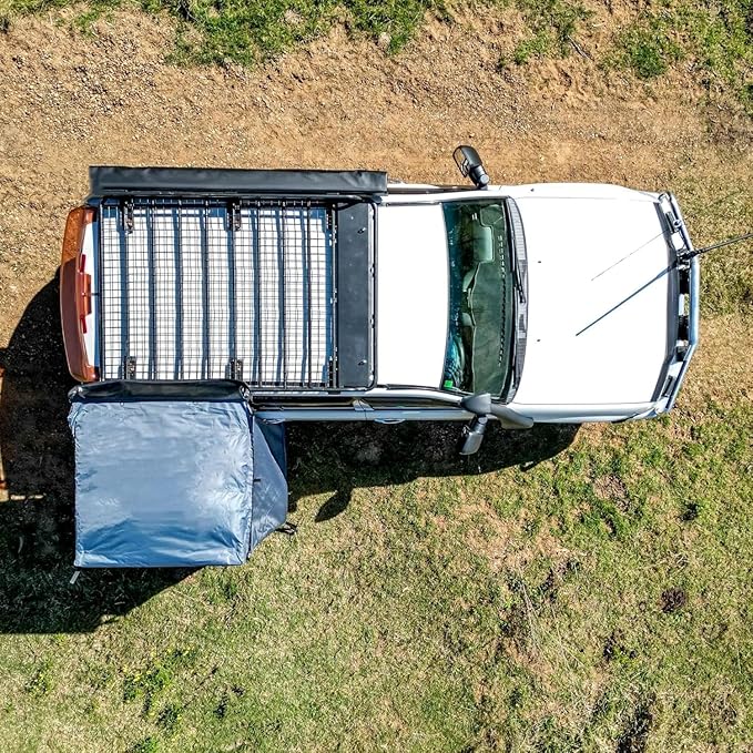 DANCHEL OUTDOOR Car Awning Shower Tent Room with Portable Shower Pan Camping Privacy Shelter Enclosure Overland Portable Changing Room w/LED Light 3.3ft x 3.3ft Gray