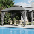 Florise Heavy Duty Gazebo 11 x 13 Ft Outdoor Patio Pavilion with Galvanized Steel Metal Frame and Double Roof Curtain and Netting Included for Outside Garden Yard &amp Lawn