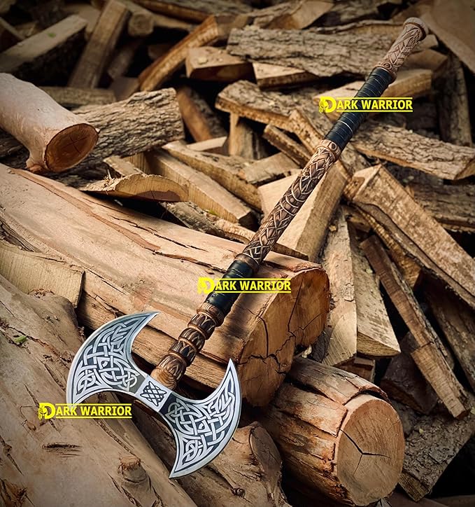 [dark warrior] 36 Double Head Berserker Axe Two Hand Axe Double Sided Axe Hewing Axe Double Edged Battle Axe Large Norse Axe Double Blade Axe Big Viking Axe Hand Forged Axe Blade Axe DW-AX-89890