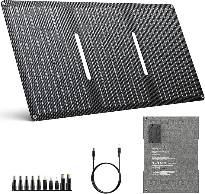 ENOFLO 30W Solar Panel Charger YT30 Foldable Solar Panel IP65 Waterproof Solar Charger with QC3.0 USB &amp DC Output(10 Connectors) 24% High Efficiency for Outdoor Camping