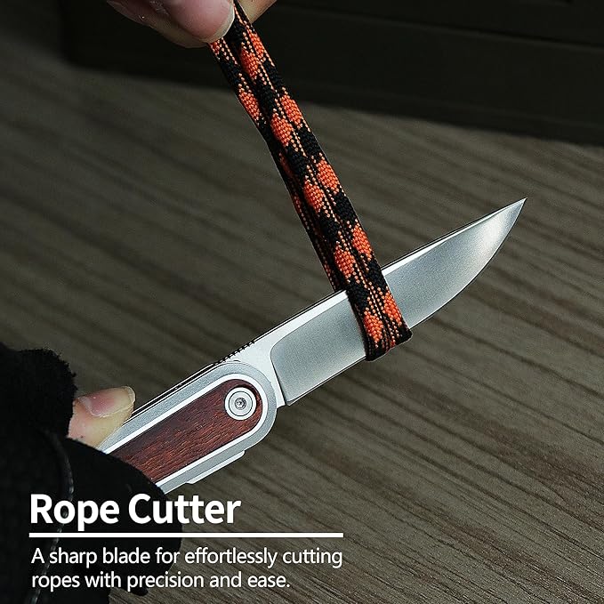 ALBATROSS Refined Choice Men's Women's Folding Pocket Knife 3.3 Satin D2 Blade Silver Aluminum &amp Wood Inlay Reversible Clip Artisan EDC Fathers Day Mothers Day Gifts