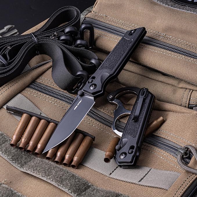 REALSTEEL SACRA Tac Pocket Knife Folding Knife Crossbar Lock 3.31 Böhler K110 Steel Blade Thumb Stud G10/Micarta Handle 2.58oz Deep-carry Pocket Clip EDC Outdoor Indoor Gifts for Men Women C