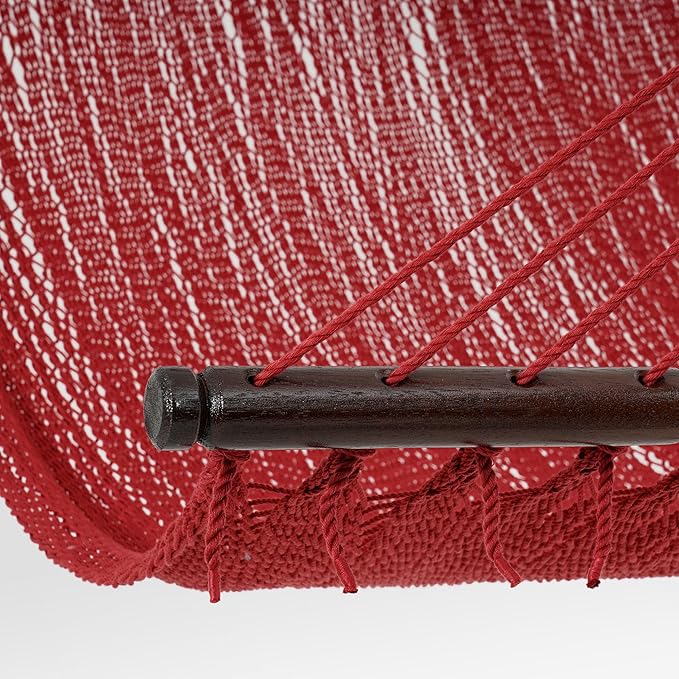 Lazy Daze Hammocks 10.5 FT Double 2 Person Caribbean Rope Hammock Hand Woven Polyester Hammock with Spreader Bars for Outside Outdoor Backyard Patio Poolside 450 LBS Capacity Red
