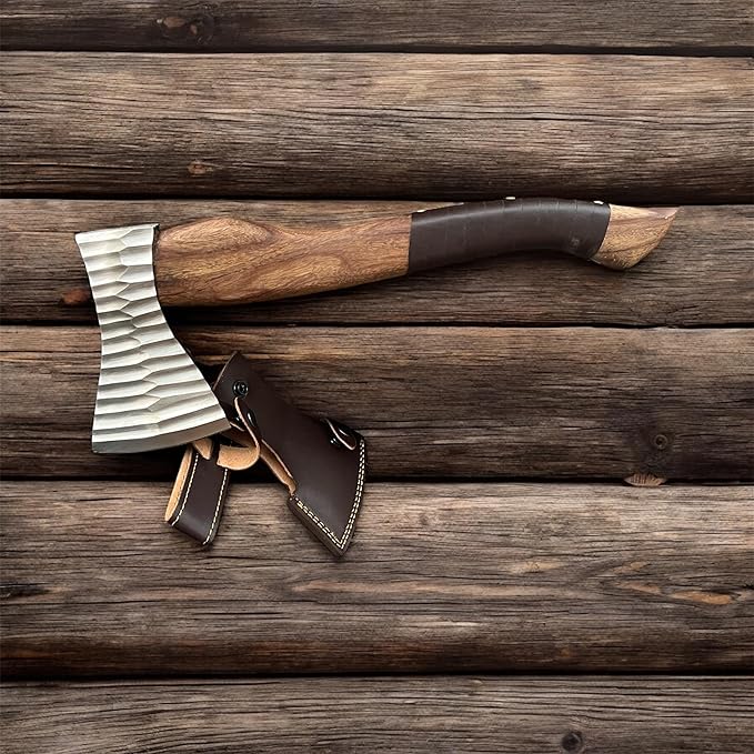 Poshland AX-72 Custom Handmade 16 Inches High Carbon Steel Axe - Gorgeous and Solid Rose Wood Handle