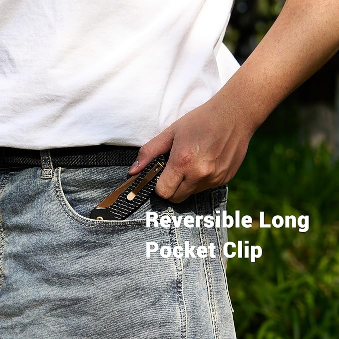KANSEPT Accipiter Pocket Knife 3.53Rose Gold 14C28N BladeBlack Anodized Aluminum with Fish Scale Texture Handle Flipper Open &amp Button Lock Deep Clip EDC Folding Knives for Camping Hunting T10