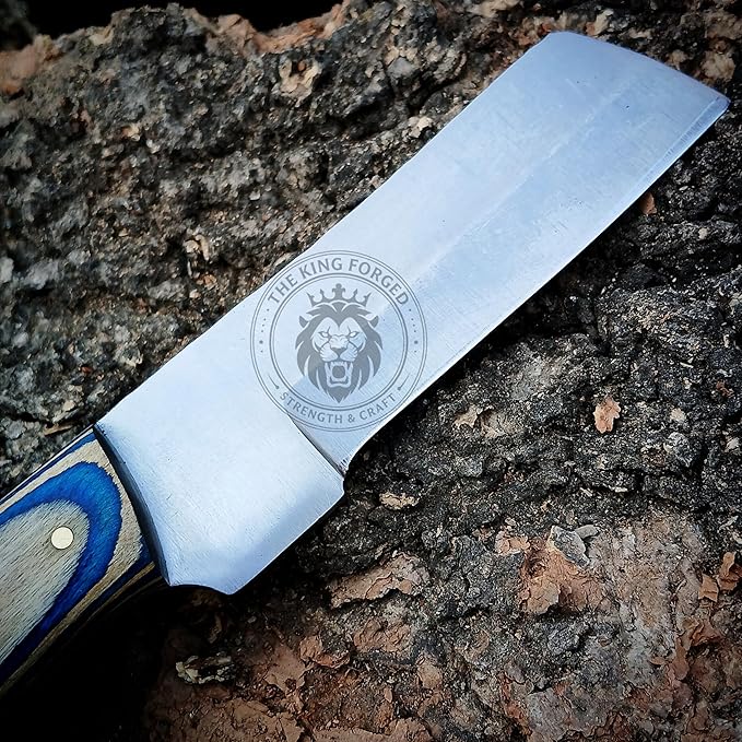 TKF-05 Custom Handmade High Carbon Steel Bull Cutter Knife with Leather Sheath – Cowboy Hunting Knife for Camping &amp Outdoor Activities – Heavy Duty Fixed Blade Gift for Men Christmas Birthday &a
