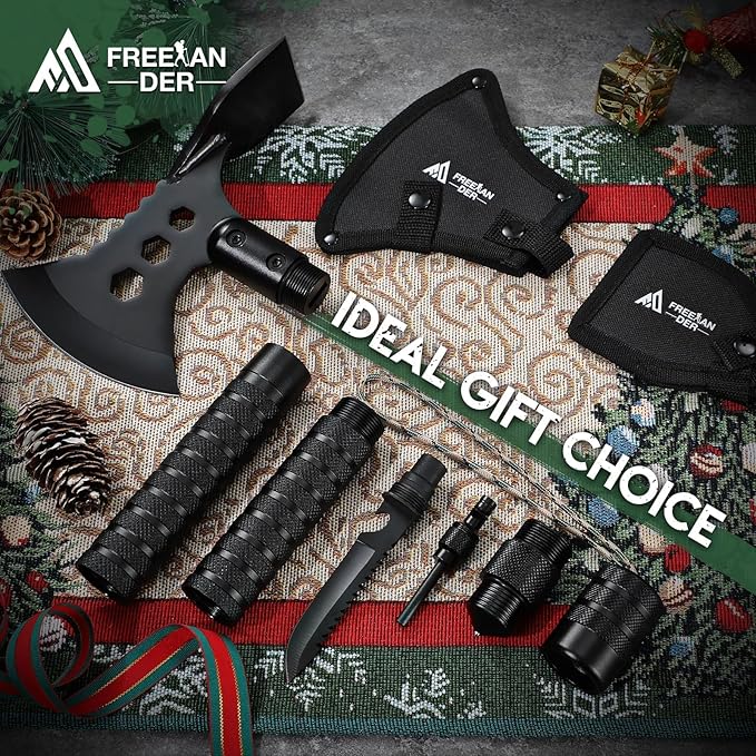 Freelander Tactical Axe Sharp Tomahawk with Sheath Durable Survival Hatchet for Emergency Hiking and Camping for Men Women