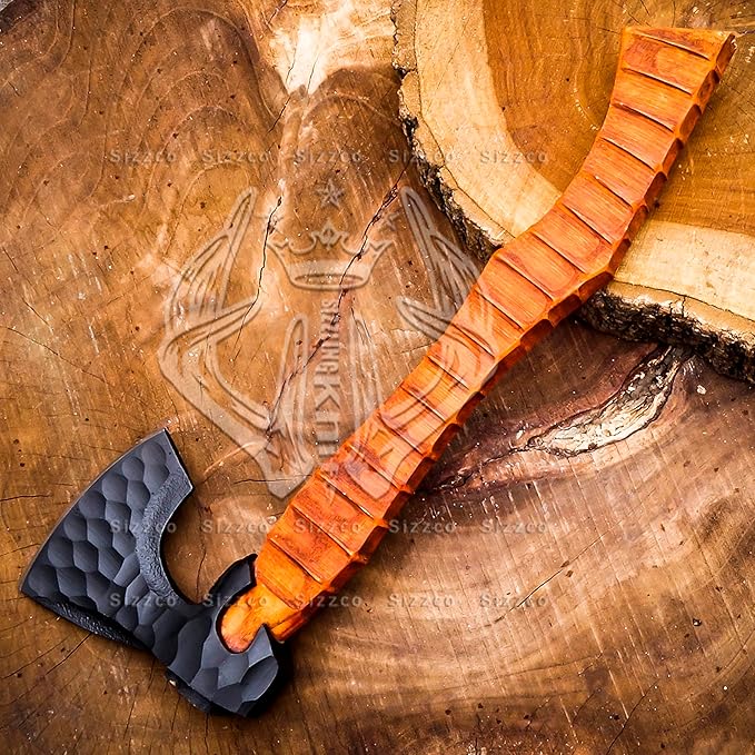 Custom Gift Forged Carbon Steel Viking Axe Bearded Axe with Ash Wood Shaft Tomahawk - Real Hatchet Best Gift