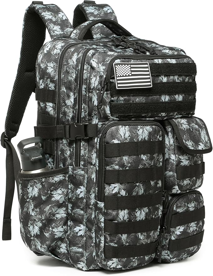 Wotony Tactical Backpack - Military waterproof backpack with multiple pockets and tactical gear for the outdoors (Gray Maple Leaf 35L)