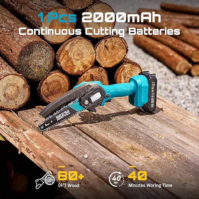Seesii Mini Chainsaw 6-inch Mini Chainsaw Cordless Handheld Electric Power Chain Saw with Battery for Tree Trimming Wood CuttingGifts for Father Dad Husband Men