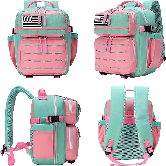 9L Mini Tactical Backpack for Men and Women Tactical Backpack Small for Hiking Small Tactical Bag (Pink&ampLakeBlue)