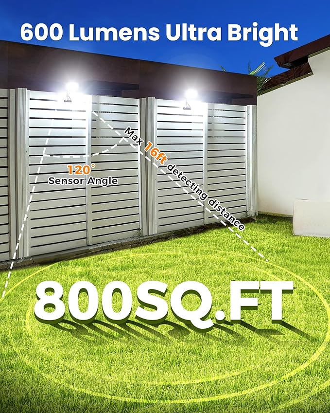 Motion Sensor Outdoor Lights with Flexible Octopus Tripod - 600LM Solar Sercurity Lights Waterproof Dual Charging Solar Ourdoor Light for CampingFence Patio (2Pack White)