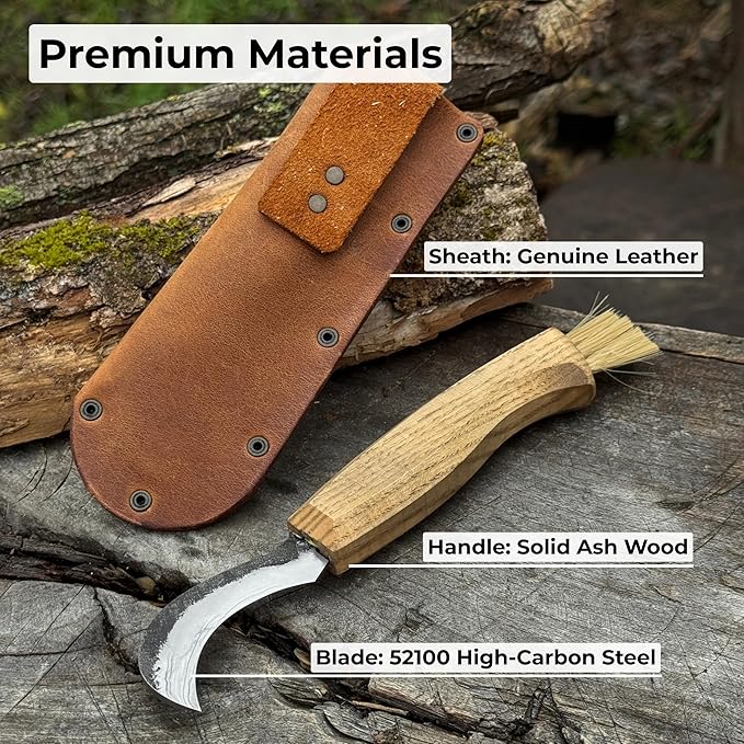 Sharky Mushroom Knife with Leather Sheath