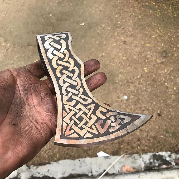 WHS201 Viking Axe Head Custom Hand Forged Viking Axe Real Head Tomahawk Viking Hatchet Beared Camping Axe Blade 5160 HIGH Carbon Steel Blade Viking Gift for Him (Smoked)