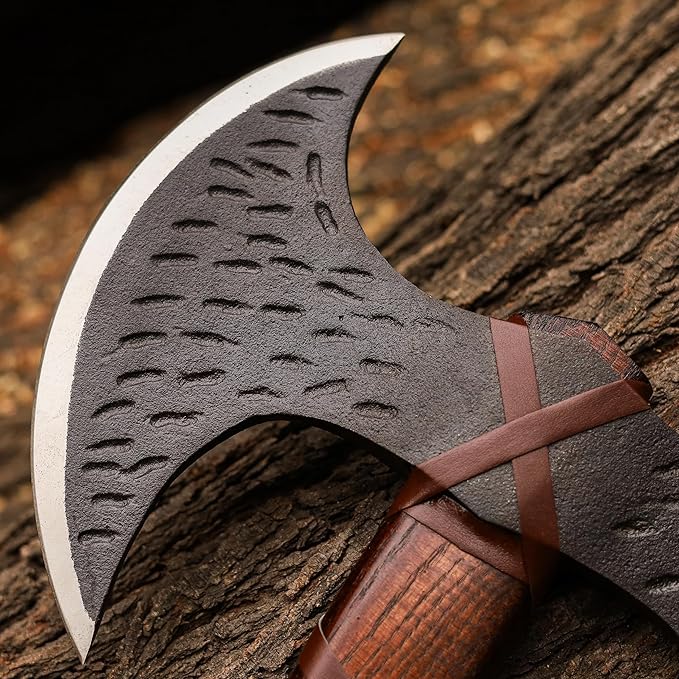 SHINY CRAFTS® Handmade Viking Axe Hatchet Norse Axe- 40 Long Two-Handed Berserker Hatchet Forged Axe - Bearded Axe - with Sheath (Brown-VBA-22)