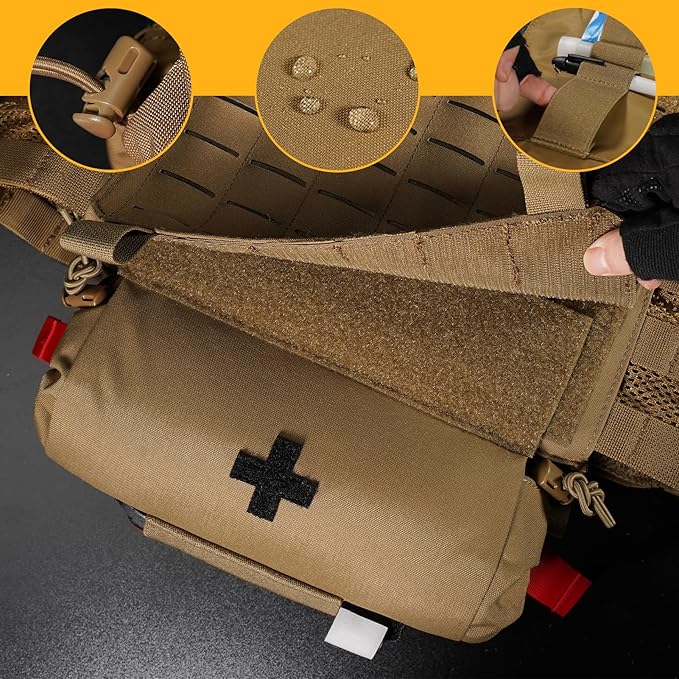PETAC GEAR Tactical First Aid Drop Dump Pouch Micro Medical Trauma Roll Up Drop Pouch EMT IFAK Sub Abdominal Carrying Bag with Hook-N-Loop (CB)
