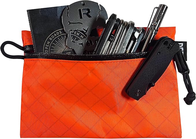 DEFY Project ECOPAK™ Travel Pouch | Lightweight Nylon Organizer For Accessories | Premium Tech Wallet | Water Resistant Travel Organizer (Medium Orange)