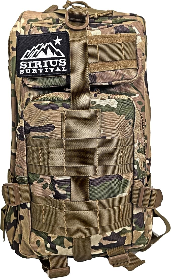 Sirius Tactical Backpack - 30L Capacity - Heavy Duty 900D Polyester - Hunting Hiking or Camping Backpack – Military Backpack (Camo)