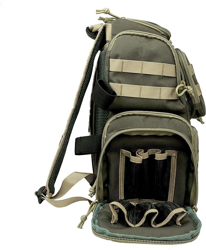 K-Cliffs Tactical Range Backpack – Lockable Bag for 5 Handguns Pouches – 900D Water‑Resistant with Rain Cover &amp USA Patch