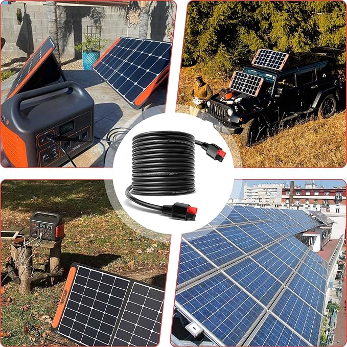 Solar Extension Cord 14AWG 30A Solar Connectors Extension Cable for Anderson Connector Compatible with GZ Yeti /G500 Explorer 1000 Solar Generator and for Renogy Boulder 200 Solar Panels 30Ft