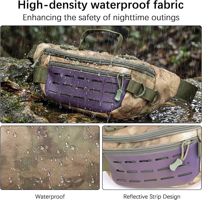 Tactical Fanny Pack for Men Women - 5L Waterproof Multifunctional Tactical Waist Hip Crossbody Bag for Outdoor Cycling Hiking HuntingUrban Rubble Camo