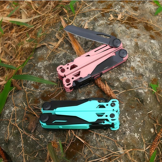 Multi Tool 20-in-1 Full-Size Lightweight EDC Multi-Purpose Pliers Folding Knife Tactical Gear Tools Boyfriend Gifts Equipment for Emergencies Hiking and Outdoor Camping (Silver)