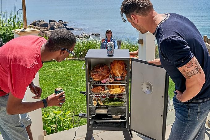 Cuisinart 30 Electric Smoker 3 Adjustable Racks Large Capacity BBQ Meat Smoker Water &amp Wood Trays for Smoked Meat Brisket Salmon &amp Jerky Adjustable Temperature Control