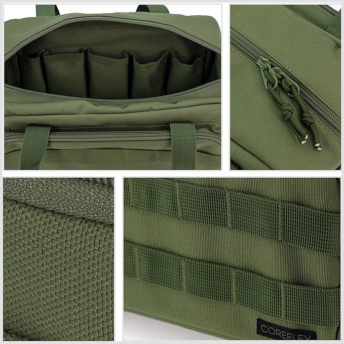 Coreflex 12-Inch Heavy Duty Tool BagTacticalGearRange EDC Tool Bag for cars Multi-Purpose Work Bag for Mechanics Electrician Carpenters Builders Plumbers (Olive Green)