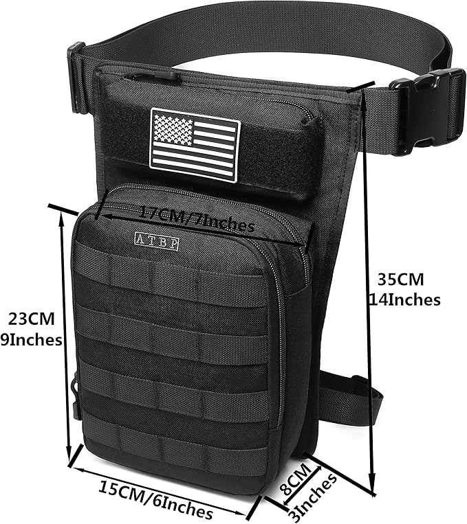 ATBP Motorcycle Tactical Drop Leg Thigh Bag with Holster Handgun Firearm Pistol Bag for Men Hunting Shooting Range Additional 3 Magazine Storage Slots