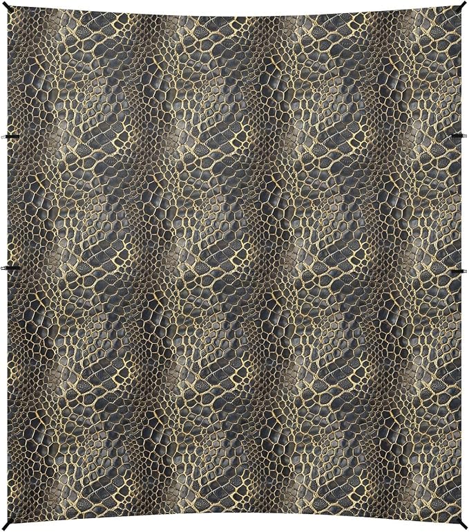ALAZA Golden Snake Skin Print Beach Tent Sun Shelter UPF50+ Protection Beach Shade Canopy w/ 4 Sandbags for Outdoor Camping Fishing Backyard Fun Picnic 10x9 ft